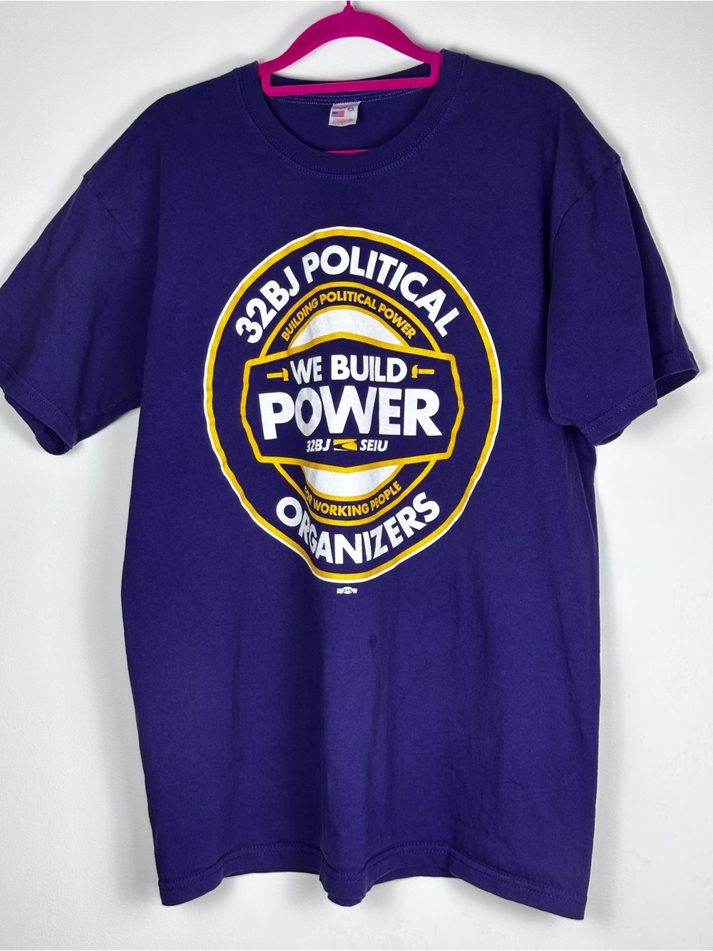 32BJ SEIU Union Organizers Purple T-Shirt USA Made Windjammer L